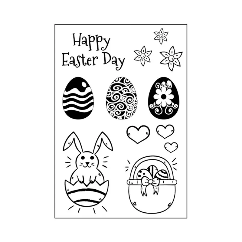 

Rabbit Easter Egg Stamp Transparent Clear Silicone Seal Stamps for DIY Scrapbooking Card Album Postcard Handmade Crafts Decor
