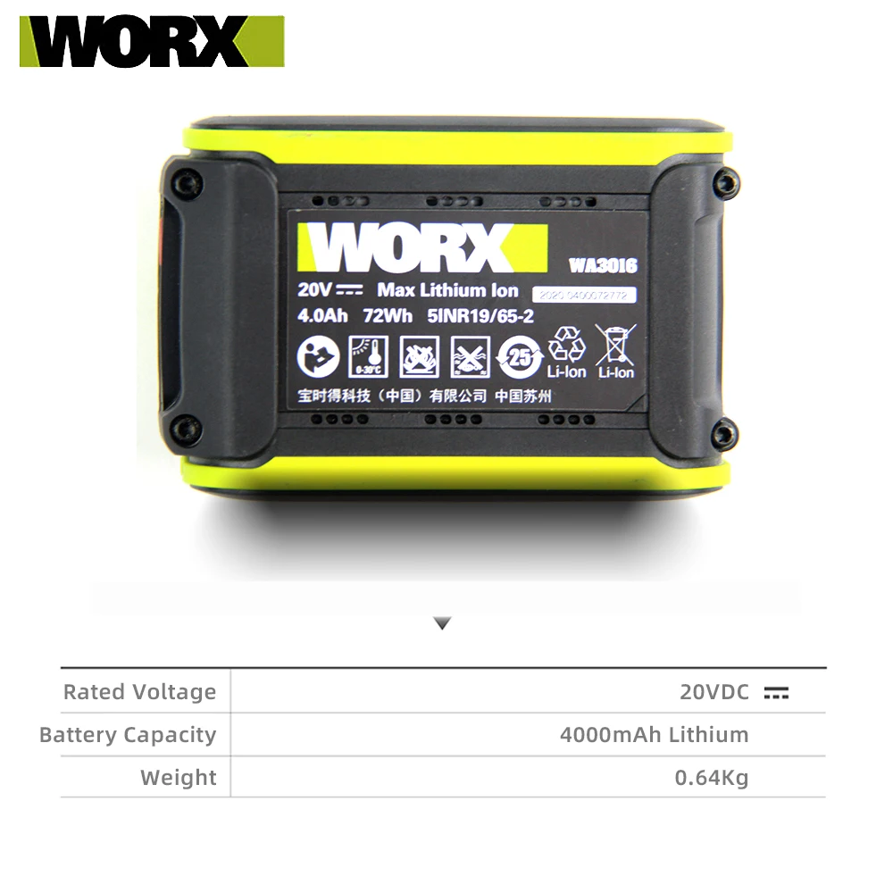 Worx 20V батарея литиевая оригинальная замена 4000mAh Совместимость с Green