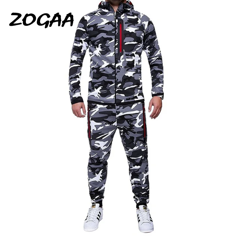 

ZOGAA 2021 Men Camouflage Jackets+Pants Set Male Tracksuit Outdoors Suit Men's Gyms Suit Set Casual Sportswear Men Sweat Suit