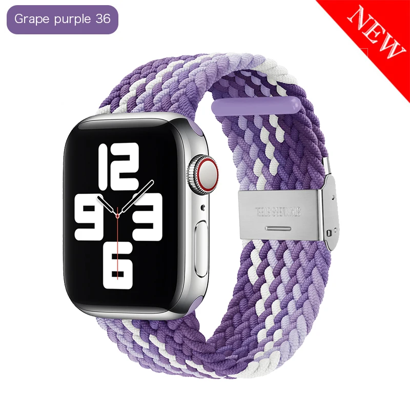 Adjustable Nylon Band for Apple Watch Band 6 SE  44mm 40mm 38mm 42mm Braided solo loop Elastic Belt for Stretch iwatch-band