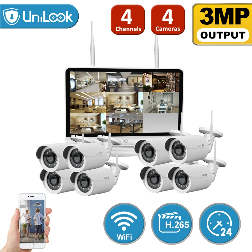 

UniLook 8CH 1080P WIFI NVR 8 . 3MP IP WIFI ONVIF H.265 CCTV NVR