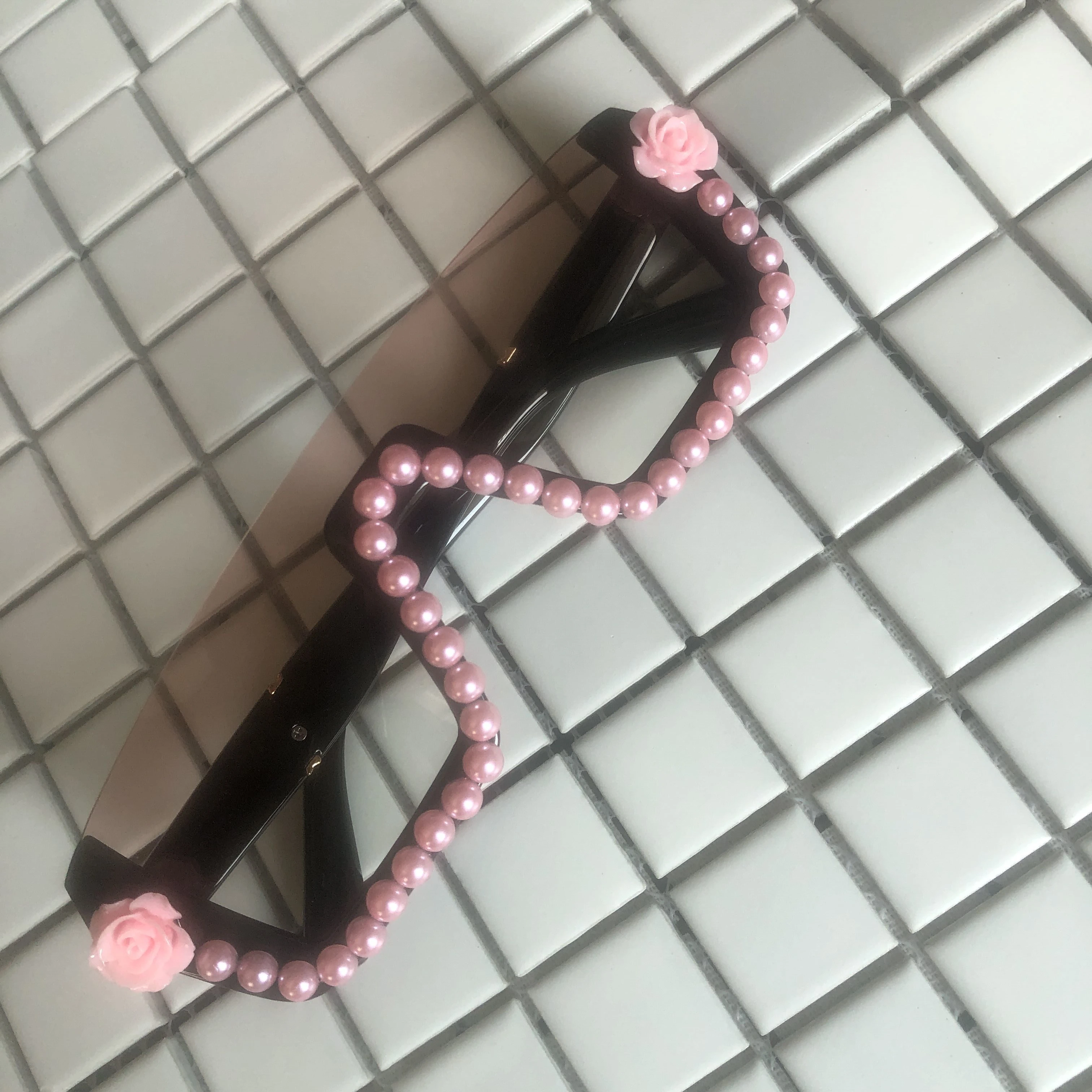 ZAOLIHU Модные женские солнечные очки с розовыми линзами дизайн розы жемчужные