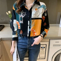 2022 chic women chiffon blouses spring autumn harajuku streetwear long sleeve camisas femininas female tops printing shirt