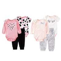 3 piecesset baby girl outfit newborn girls clothes set 0 12 months cotton trousers o neck bodysuits new infant girl clothing