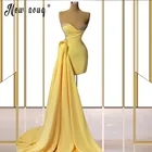 Женское короткое платье с длинным швом, желтое коктейльное мини-платье для выпускного вечера, 2021