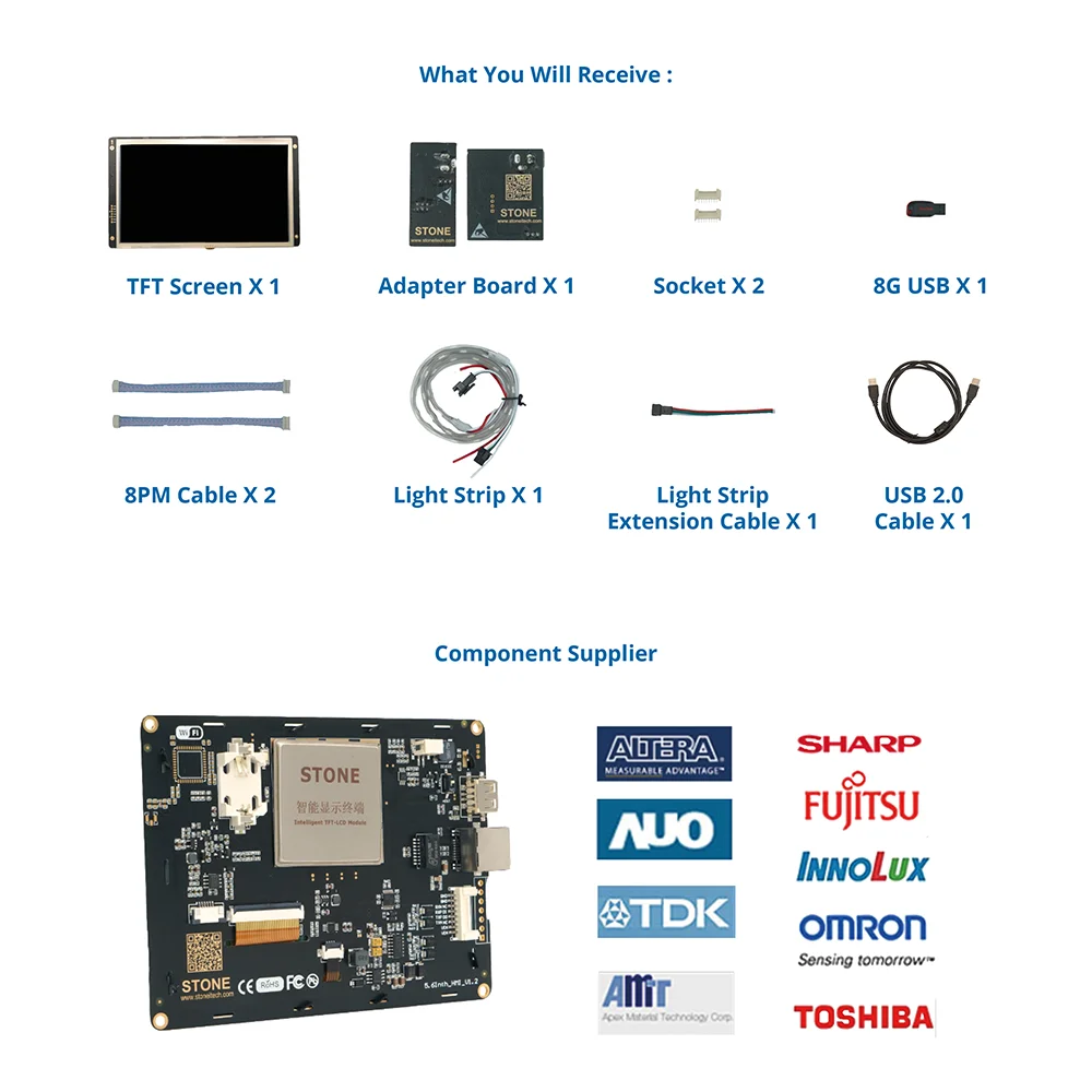 Модуль сенсорного ЖК-экрана STONE 8 0 дюйма HMI TFT с RS232/RS422/RS485/TTL + графическое