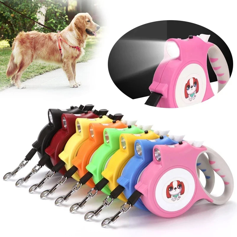 

2022 Новый автоматический телескопический поводок для домашних животных светильник кой для прогулок с маленькими собаками 5 м поводок для со...