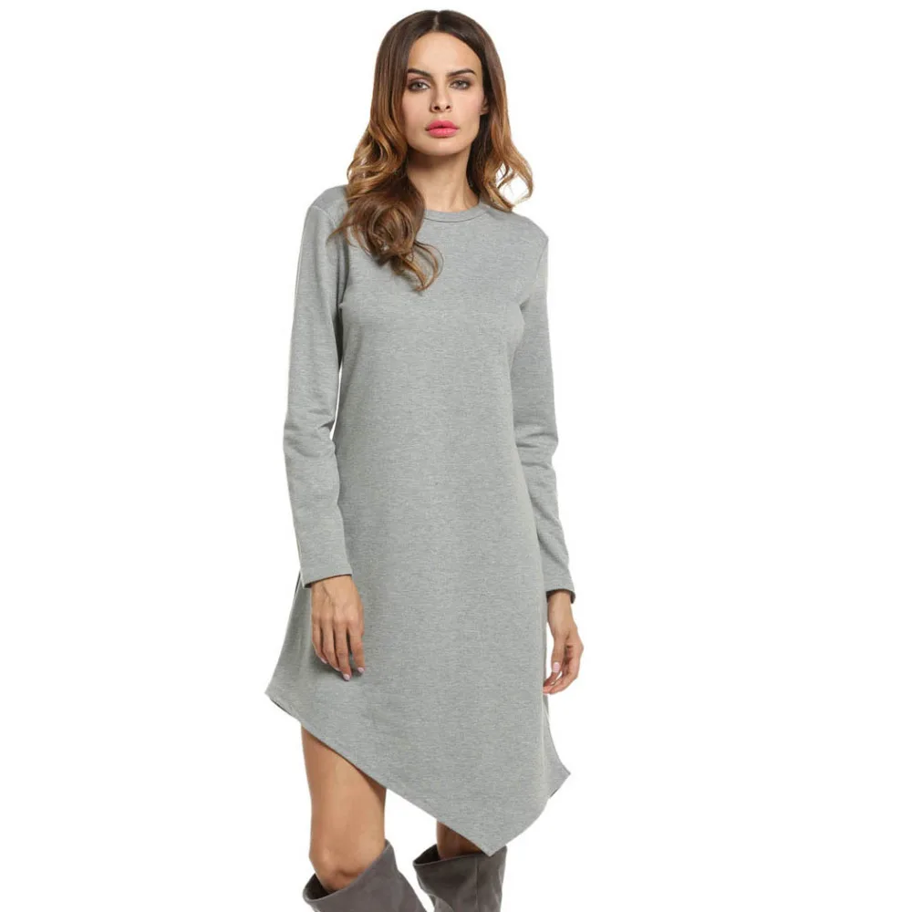 Женское платье с круглым вырезом Meaneor Повседневное трапециевидной формы длинным
