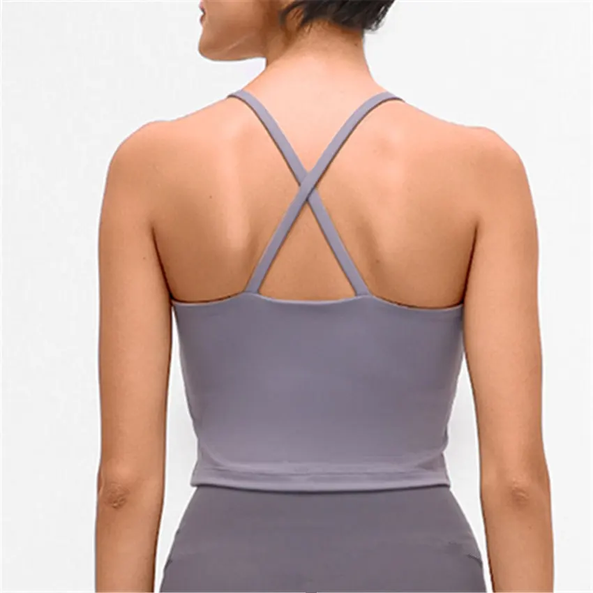 Женский топ для йоги с Встроенный лифчик крест-накрест кроп рубашки тренировки