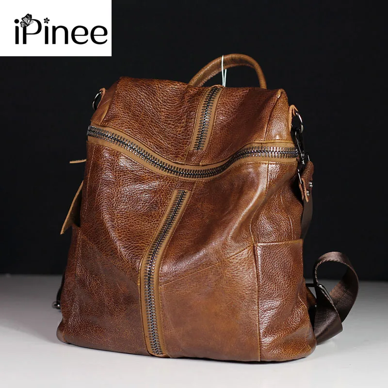 IPinee модный дизайнерский женский рюкзак из натуральной кожи школьные сумки на