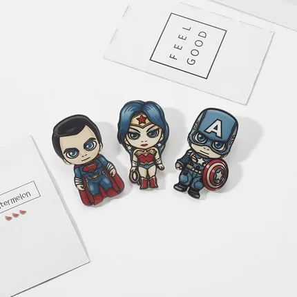 Мстители DC герой брошка мультфильм симпатичный значок Супермен Человек-паук Железный человек Бэтмен Халк булавка сумка аксессуары для женщин