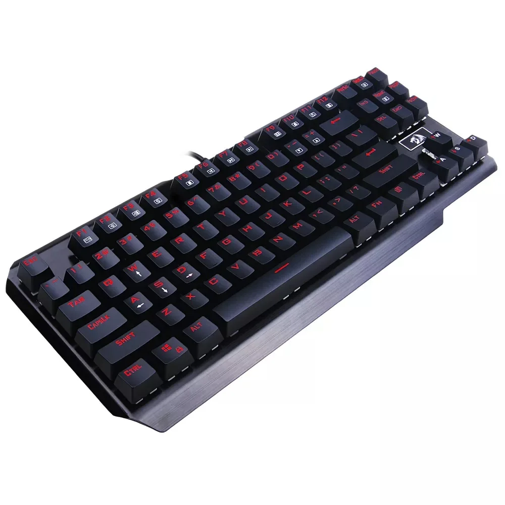 Redragon K553 USA Gaming Mechanical Keyboard, Red LED Backlit 87 Keys Computer Illuminated Keyboard with Blue Switches US