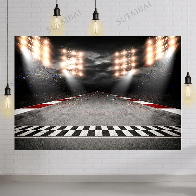 

Photo Background Studio Race Sport Car Party Birthday Decor Grid Backdrop Photography Banner Photophone Photozone