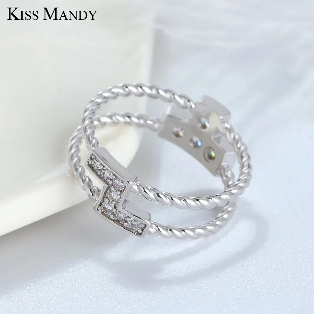 Поцелуй Манди серебряные геометрические кольца для женщин классические полые