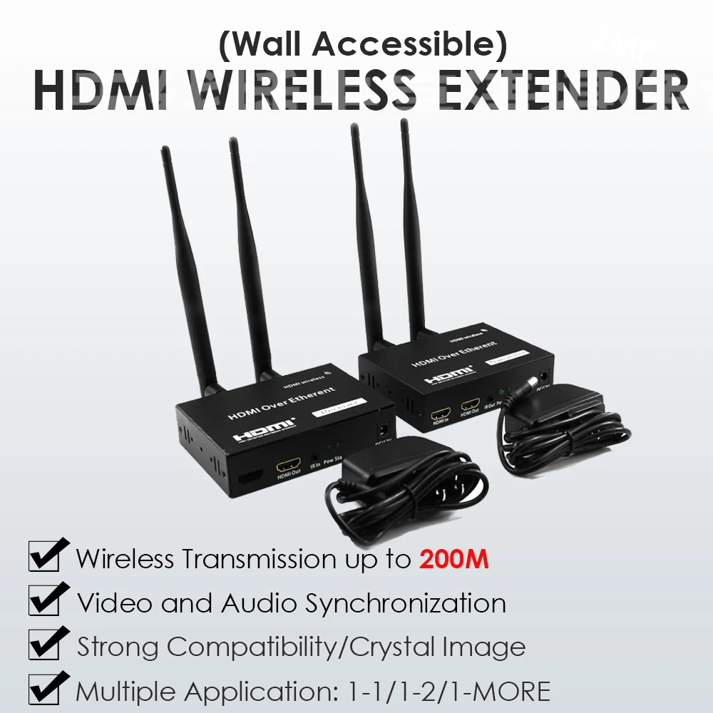 

1080P HDMI Wireless WiFi 802.11ac Extender W/Transmitter/Receiver Dual Bands 2.4G/5G Transmission Up to 200M IR Remote Control