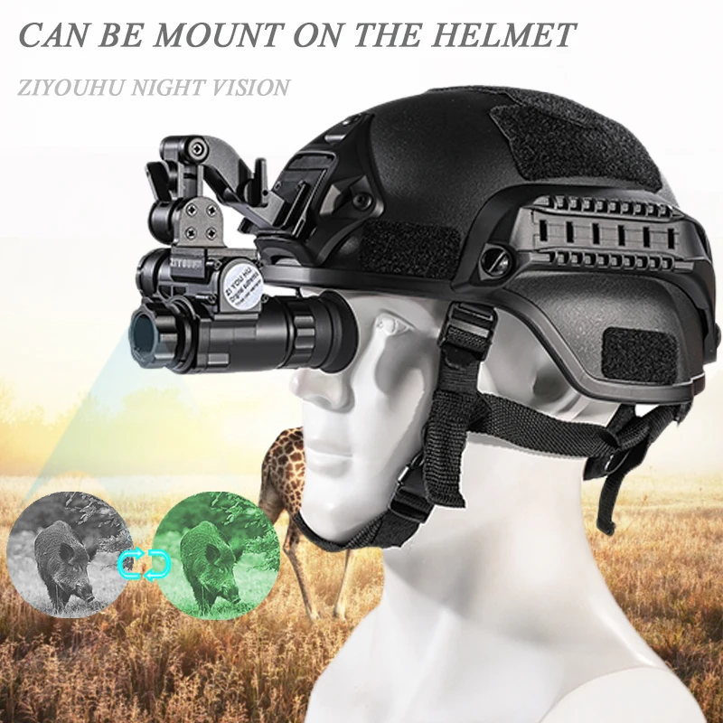 

HD Digital Helmet Mounted Military Infrared Monocular Night Vision Hunting Scope BlackWhite Green Imaging Switching Night Vision