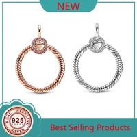 2020 new 925 sterling silver pan charm exquisite rose gold o shaped close set pendant charm fit pandora necklace diy jewelry
