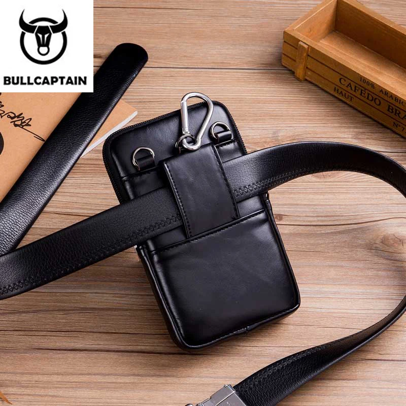 BULLCAPTAIN мужские сумки на пояс из натуральной кожи, сумки для телефона, сумки на талию, мужские маленькие нагрудные сумки на ремне, маленькие сумки на талию