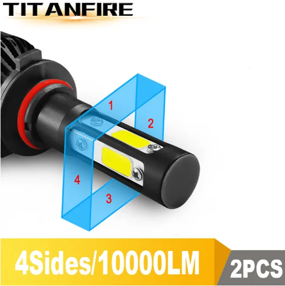 TF30 Новый 4 стороны люмен COB 100 Вт 10000lm H4 Hi короче спереди и длиннее сзади) H7 H11 9005 9006