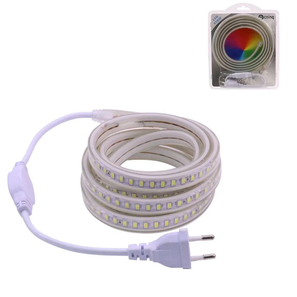 

Светодиодная лента IP67 220 В 2 метра SMD 5730 3000 светодиодов/м 4000K 6000K водонепроницаемая лента Tira Теплая/холодная белая световая лента 2 м
