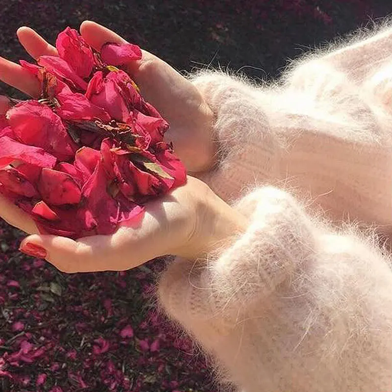 

Fall 2020 New ins Female Loose Mohiar Pullover Sweater Women Korean Style Candy Color Jersey Mujer Casual Pink/Yellow/Blue/Brown