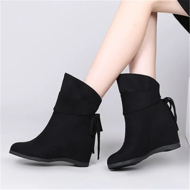 

Ms qiu dong season boots higher in female boots wedge flat boots in short boots frosted and velvet Martin boots