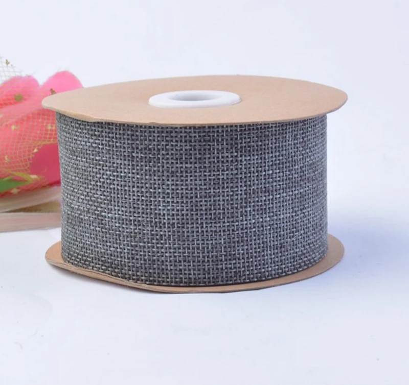 Gray 10 метров/рулон ручной работы DIY ленты Рождественские украшения ткань из конопли цветной Плетеный Лен рулоны одежды Свадебные аксессуары - Цвет: Gray