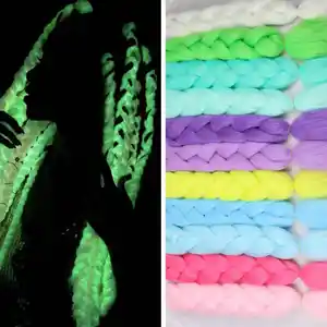 Роскошные для плетения 24 дюймов 100 г Светящиеся большие синтетические косы блестящие волосы в темноте стало еще проще мягкие плетение пряди для наращивания волос