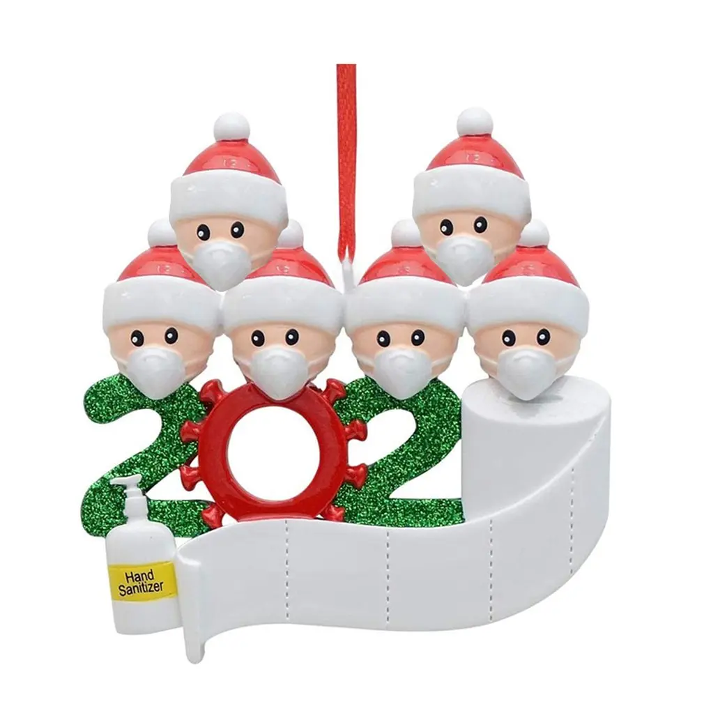 Colgante personalizado de adorno de Navidad, Mini colgante de decoraci&oacute;n de mu&ntilde;eca con m&aacute;scara y sombrero de Navidad-5