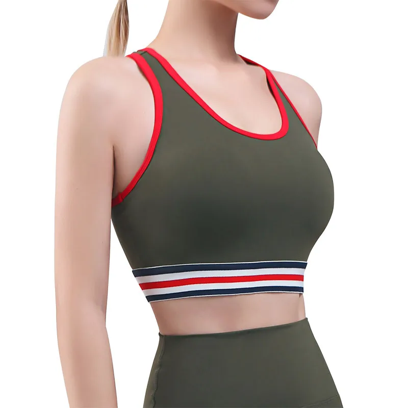 

Sexy Back Yoga Crop Top Bra Inner Padded Fitness Tank Top Elastic Sport Bra Gym Vest Professional Workout Vest