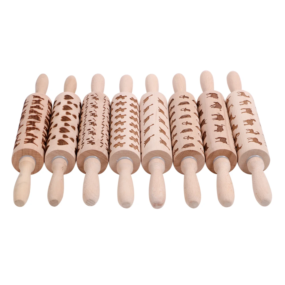 Скалка Для Тиснения динозавр корова овца свинья в форме костей узоров деревянная