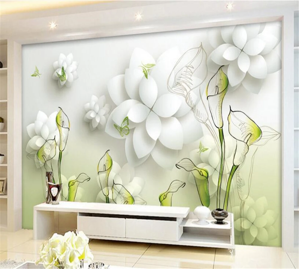 beibehang Large custom hand-painted calla lily 3D TV living room bedroom background home decoration | Обустройство дома