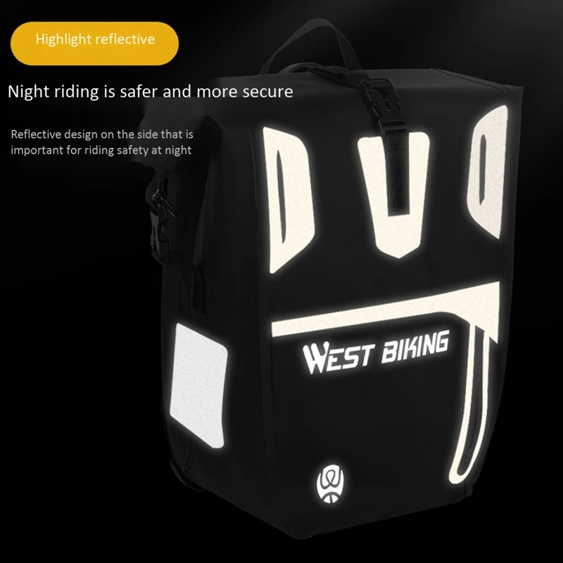 

WEST BIKING 25L Bicycle Pannier Bag Bike Waterproof Portable Bike Bag Big Storage Trunk Pack Cycling Accessories