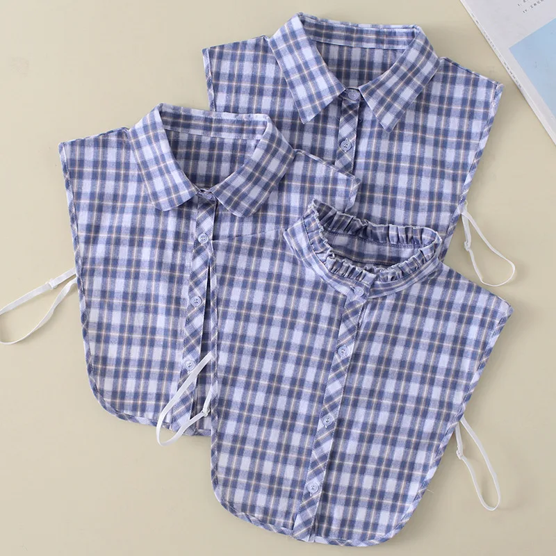 

Fashion it men's style Plaid Stand Fake Collars for Women Shirt Lapel False Collars Detachable Collars Removable Blouse Ties Top