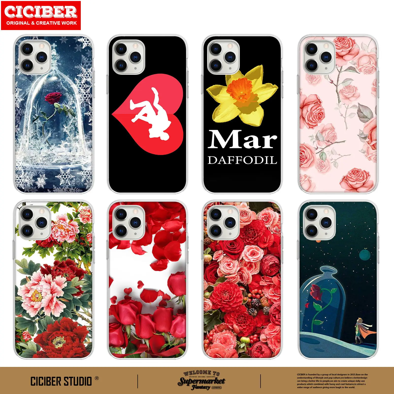 

Romantic Flower Rose Phone Case For iPhone 12 Pro XS Max XR 7 8 6 Plus 6S 5 Soft TPU Back Cover For iPhone 11 SE 2020 Fundas