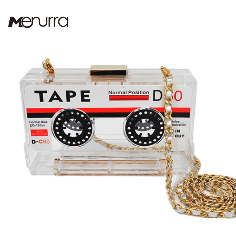 Audiotape вечерняя сумка, дизайнерская, персонализированная, прозрачная, на лентах, кассет, дневной клатч, сумка-мессенджер, дамская сумочка, вечерние сумочки