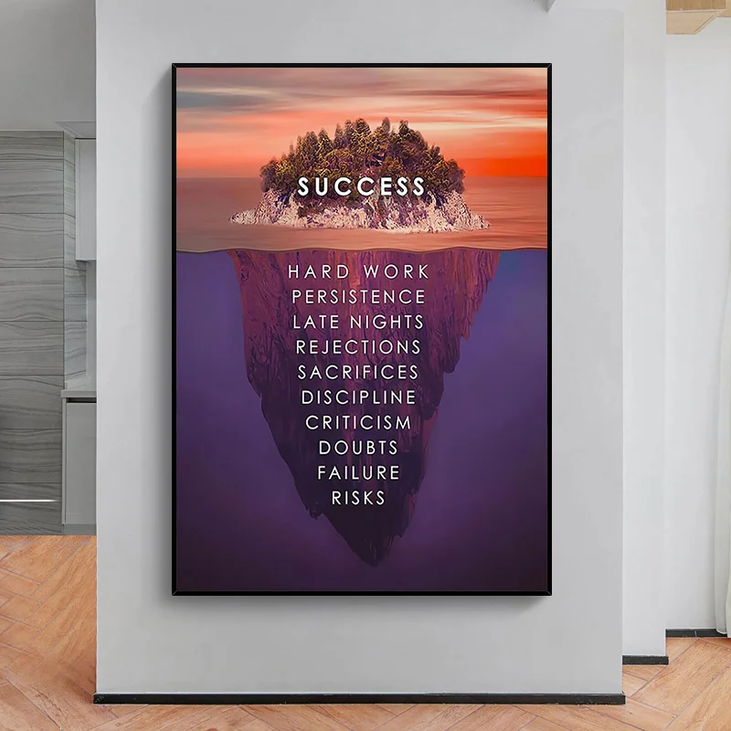 

Iceberg Success Hard Work Inspirational Canvas Print Paintings Inspirational Wall Art Wall Pictures Office Home Decor Posters