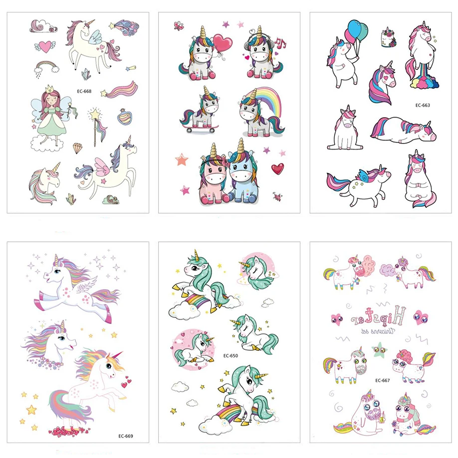 Водостойкие тату наклейки с единорогом 12 х7 см|tattoo sticker|waterproof temporary tattoo stickertemporary