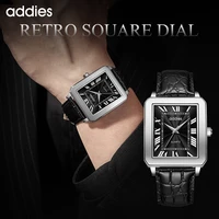 addies stainless steel mens quartz watches business dress waterproof wristwatch men luxury breathable leather watch men gifts