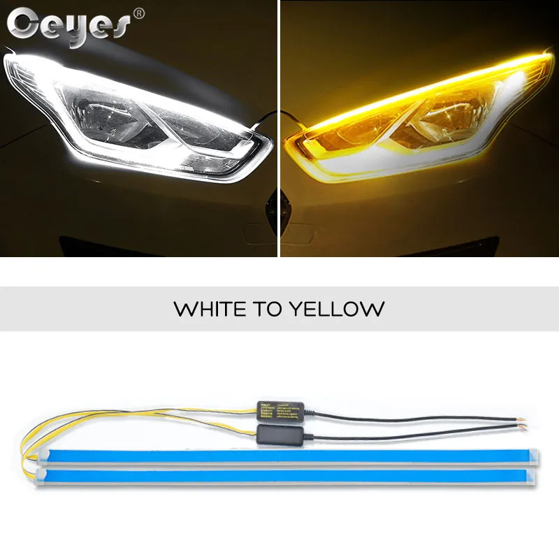 White To Yellow Ceyes 2 х Светодиодные полосы автомобильные аксессуары DRL дневные ходовые огни указатель поворота автомобильный стоп-сигнал фара в сборе для hyundai - Цвет: White To Yellow
