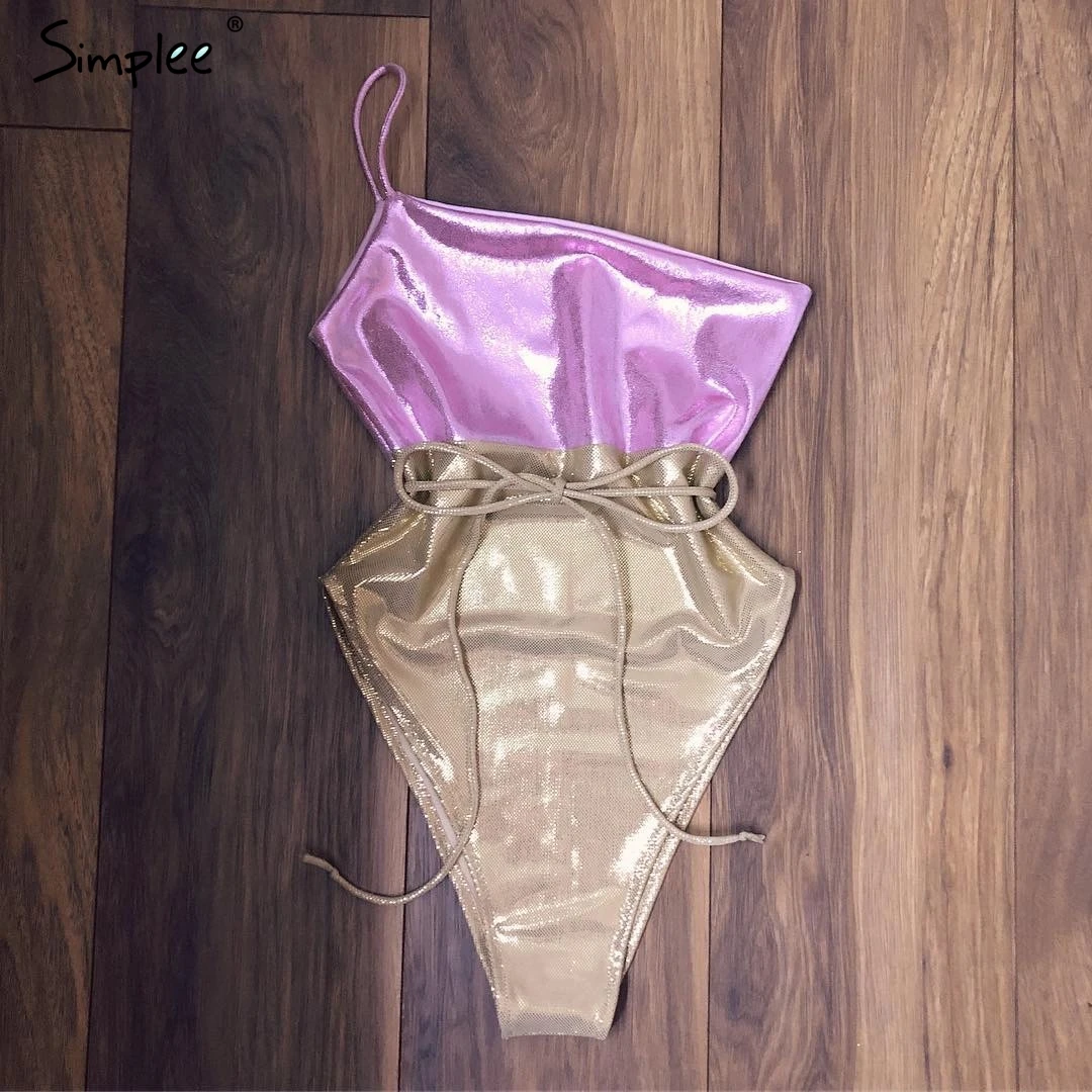Женский сверкающий купальник Simplee привлекательное блестящее цельное бикини на