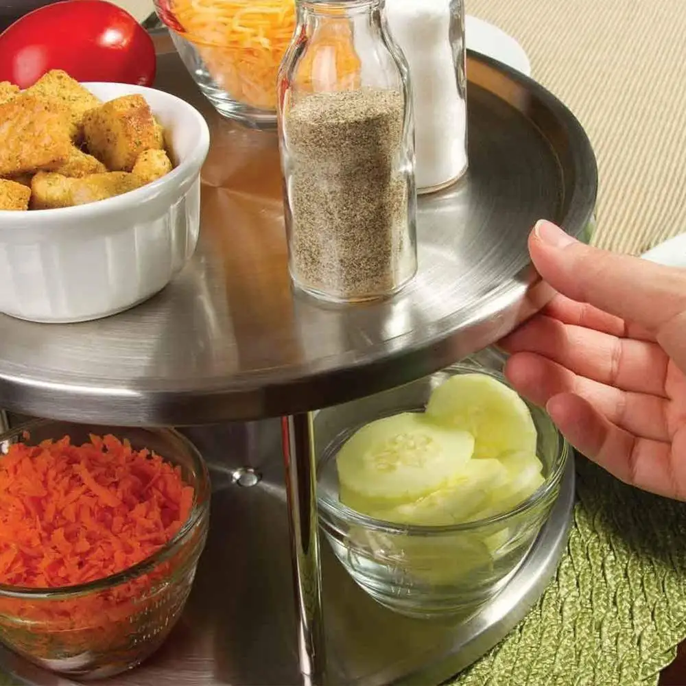 Вращающийся на 360 градусов лоток для специй из нержавеющей стали Органайзер