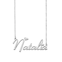 natalia name necklace personalised stainless steel women choker gold plated alphabet letter pendant jewelry friends gift