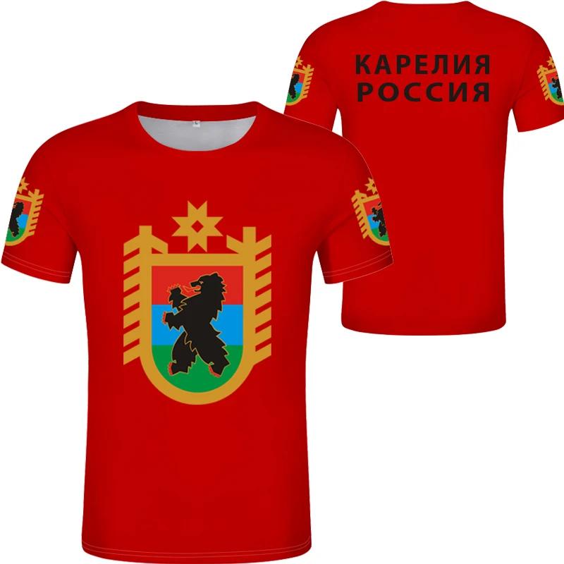 

KARELIA Men's Tracksuit Casual Brand Fitness Short Sleeved Karjalan Tazavalla Flag Russian Rossiya Segezha Kem Harajuku T-shirt