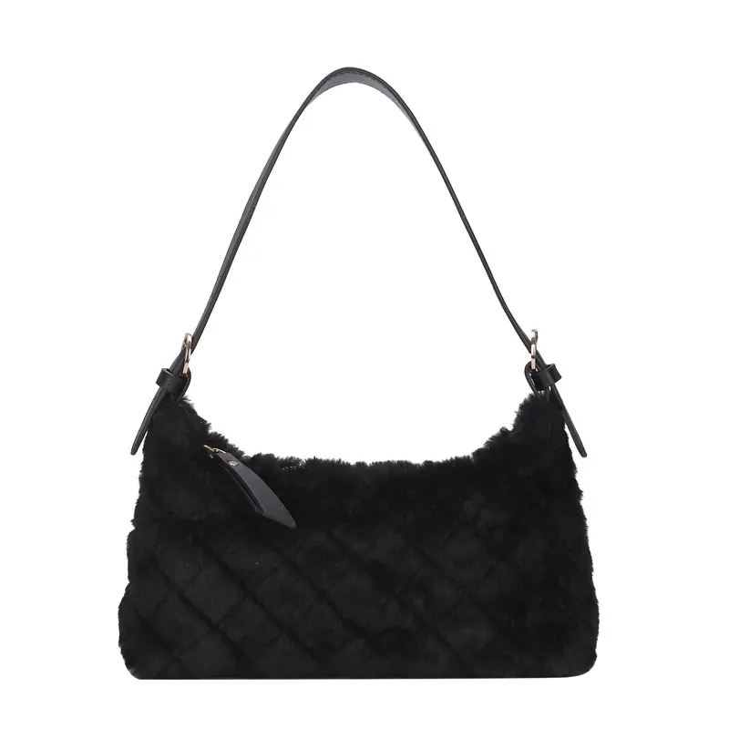 

Black Soft Faux Fur Crossbody Bags Famous Brands Women Shoulder Bag Ladies Handbags 2021 Winter Women's Hand Bag and Purses