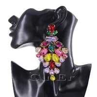 cuier 4 6 stunning and ultra glamorous rhinestones women huge earrings gold multi color wedding jewelry earrings drag queen