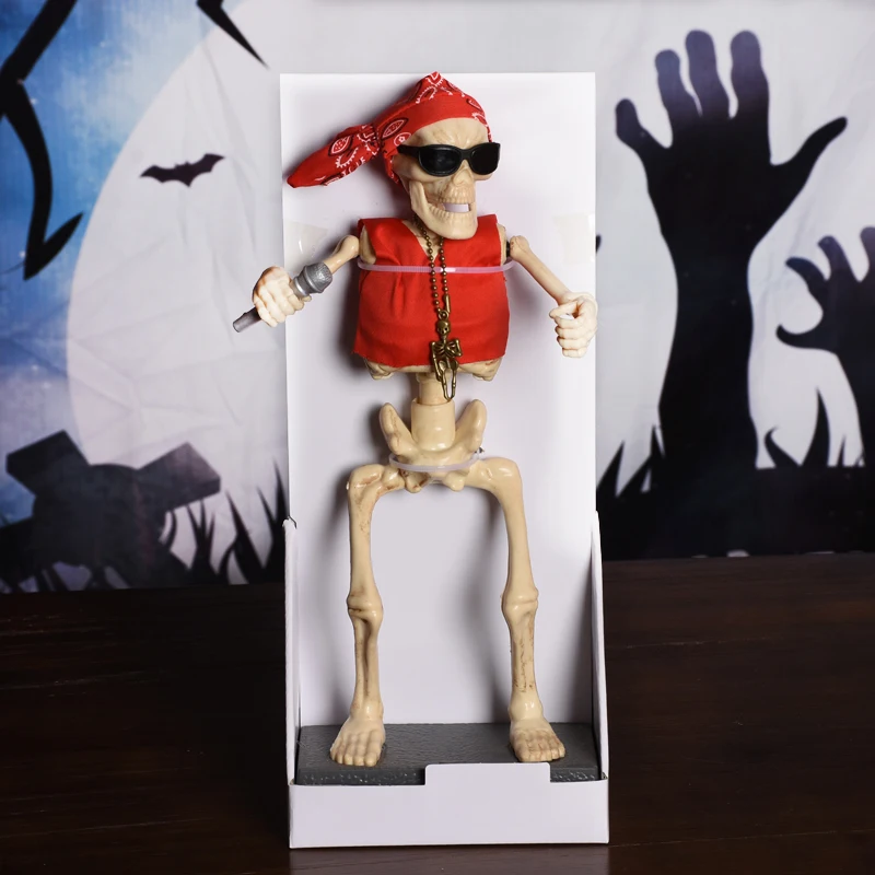 Декоративная электрическая игрушка на Хэллоуин "Звучащий ковбойский череп" для празднования фестиваля призраков на стол.