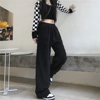 casual pants womens autumn korean harajuku style black straight loose high waist wide leg trousers trend