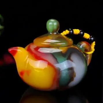 Коллекционный маленький чайник из натурального нефрита Синьцзяна белого