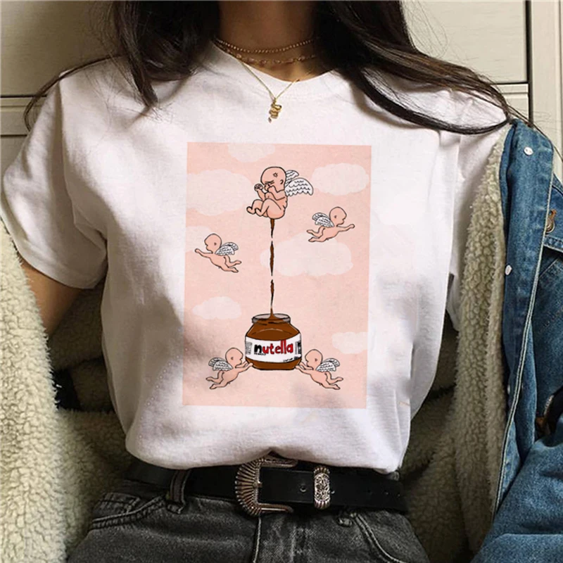 Nutella Kawaii футболка с принтом для женщин 90s Harajuku Ullzang модная футболка Графический милый мультфильм футболка корейский стиль футболки женские - Цвет: 20012